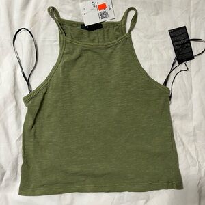 Forever 21 Olive Green High Neck Cropped Tank